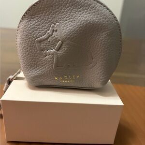 Radley London Light Gray small zip around coin purse.